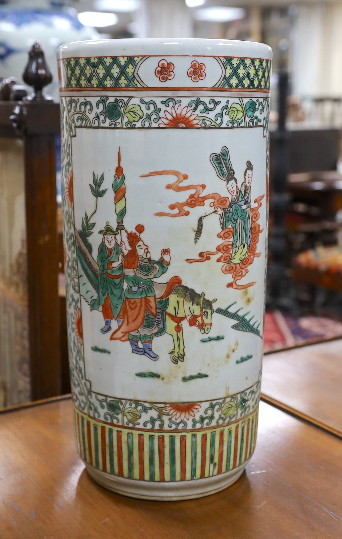 A Chinese famille verte stick stand, 44cm